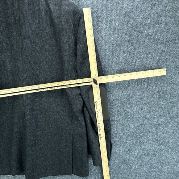 Joseph Abboud Sport Coat Mens XL Gray Herringbone Wool Blend Elbow Patch Blazer - Picture 15 of 16